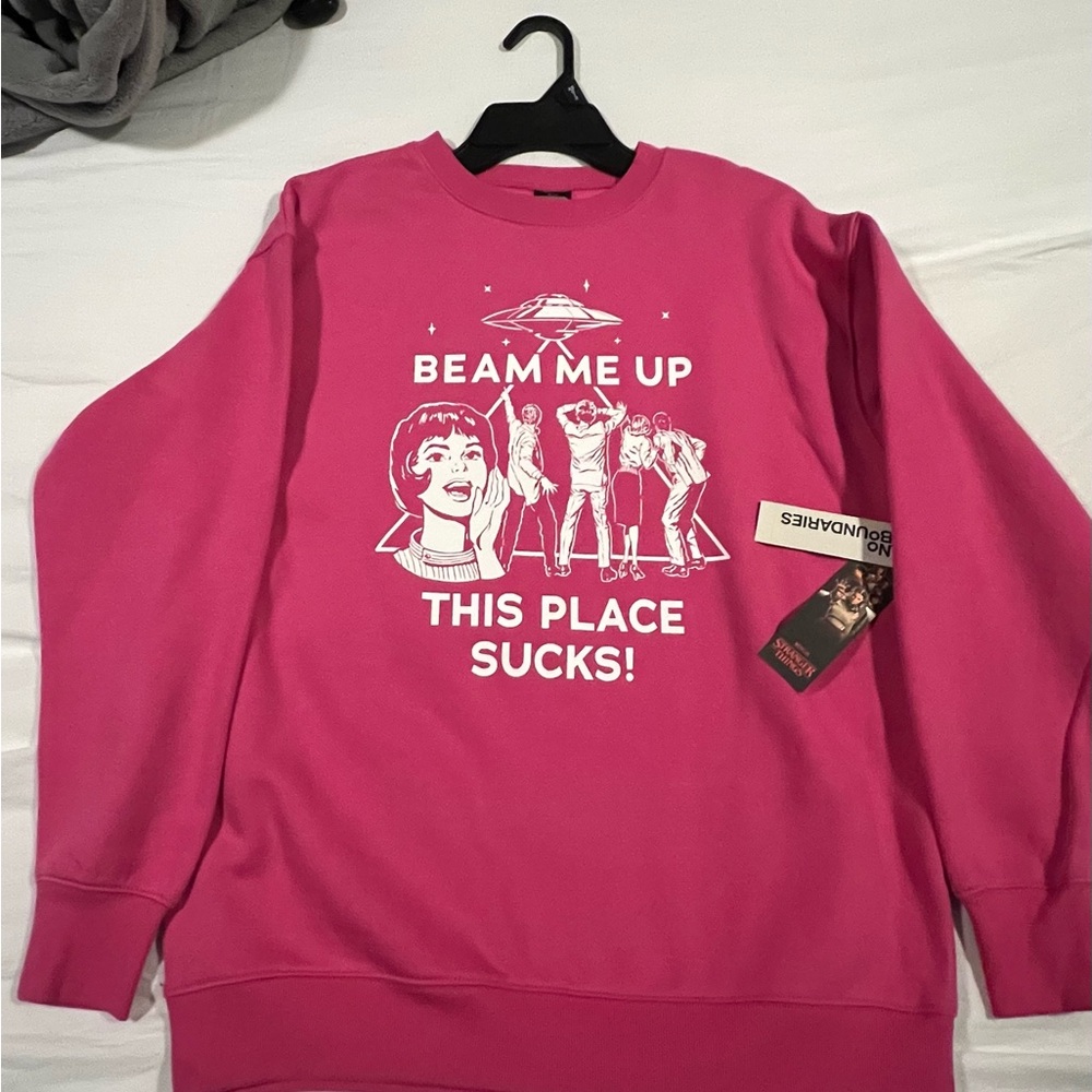 Stranger Things No Boundaries Women's Sweatshirt  Graphic  XS (0-2)Oversized